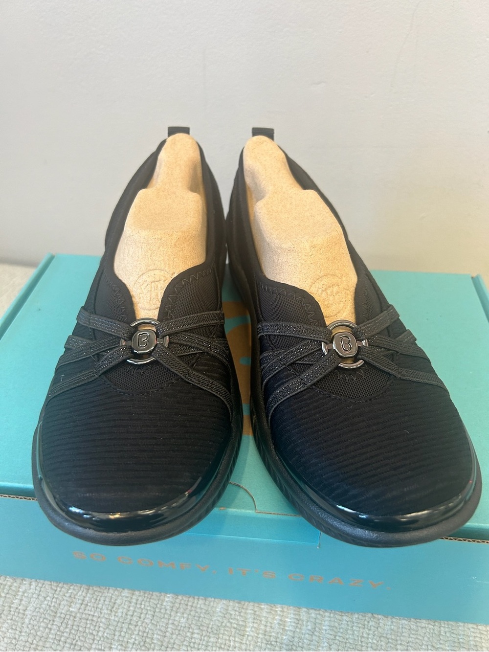Bzees Black Slip-On Comfort Loafers